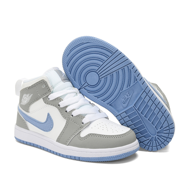Youth Running Weapon Air Jordan 1 White/Grey Shoes 0662